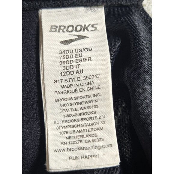 Brooks Fiona Sports Bra 34DD Running Adjustable Straps 350064 Black - Picture 4 of 9